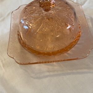 JEANNETTE GLASS CO. ADAM PINK DEPRESSION GLASS BUTTER DISH AND COVER-MINT!